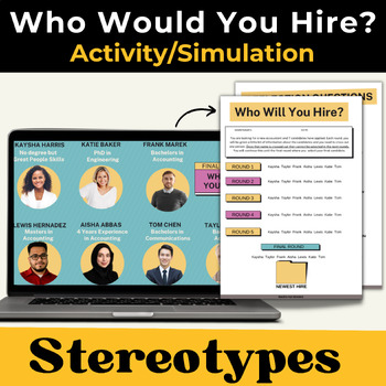 Preview of Stereotypes Activity: Who Would You Hire? Diversity / Inclusion / Prejudice