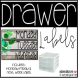 Sterilite Drawer Monday-Friday Labels- Botanicals Edition