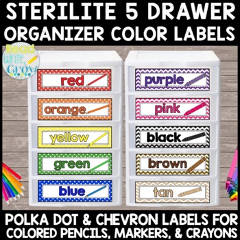 Preview of Sterilite Small 5 Drawer Organizer: Colored Pencil, Marker, & Crayon Labels