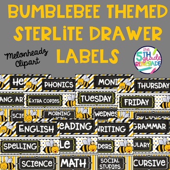 Preview of Sterlite Drawer Labels Subjects Bumblebee Bee Theme