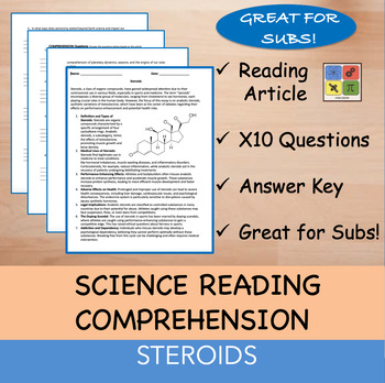 Preview of Steroids - Reading Passage and x 10 Questions (EDITABLE)