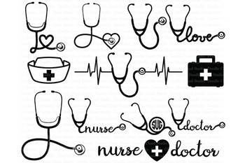 Download Stethoscope Svg Bundle Nurse Svg Stethoscope Monogram Cut Files