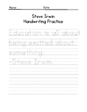 Steve Irwin Quote Handwriting Practice