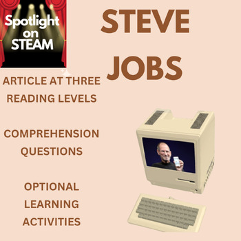 Preview of Steve Jobs Leveled Article - Spotlight on STEAM with learning activities
