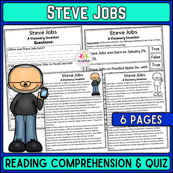 Preview of Steve Jobs Nonfiction Reading for Inventors Day - Passage, and True/False Quiz!