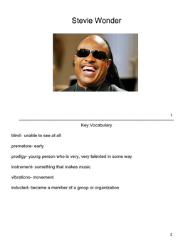 Preview of Stevie Wonder- Differentiated Story