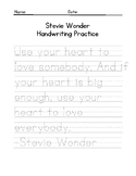 Stevie Wonder Quote Handwriting Practice