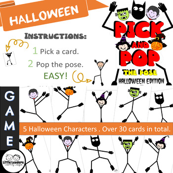 Preview of Stick Figure Game - Copy the Pose - Halloween Edition - Game or Ice Breaker