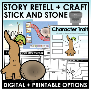 Preview of Stick and Stone Read Aloud Activity + Google Slides™| Retell Craft | SEL