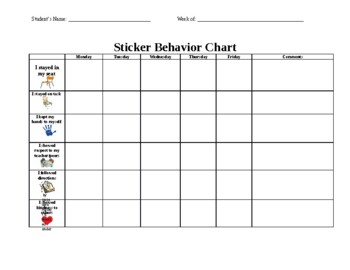 Sticker Behavior Chart by Elizabeth Acevedo | TPT