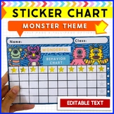 Sticker Chart EDITABLE Monster Theme