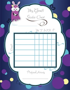 Preview of Sticker Charts - Daily and Weekly Goals - Little Monster Theme