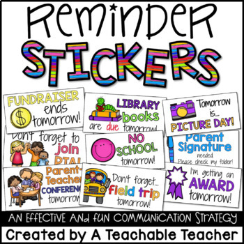 Preview of Reminder Stickers for Parent Communication Notes Home