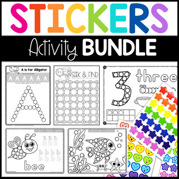 Preview of Sticker Worksheet Bundle: Fine Motor Activity Pages