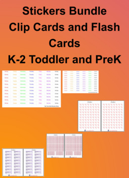 Preview of Stickers Bundle, Clip Cards, Flash Cards, K-2 Toddler Montessori interactive