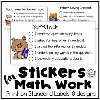 Preview of Stickers for Math Work! Print on Labels / Digital