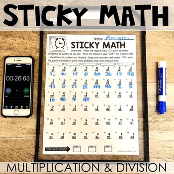 Preview of Sticky Math | Math Fact Fluency Practice with Multiplication and Division