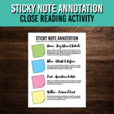 Sticky Note Annotation Guide for Independent Reading | Mid