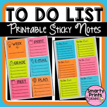 Sticky Note Clipart To Do Templates Prints Teaching