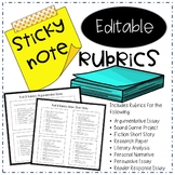 Sticky Note EDITABLE Rubrics