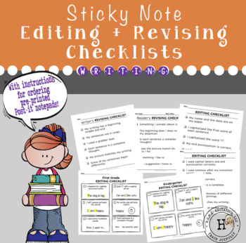 Preview of Sticky Note Editing and Revising Checklists