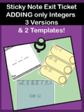 Sticky Note Exit Ticket Adding Negative Numbers Integers w