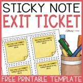 Sticky Note Exit Ticket Template | Free Printable Exit Sli