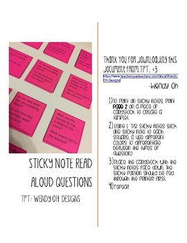 Preview of Sticky Note Read Aloud Questions