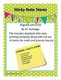 Sticky Note Stems for Math and Science:  Common Core