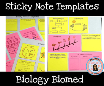 Preview of Sticky Note Template Biology Bell Ringers/Exit Tickets Graphic Organizer