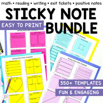 Preview of Sticky Note Bundle: Printable Templates for Reading, Writing, Math and more...
