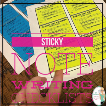 Preview of FREE | Sticky Note Writing Checklists (Essay Organization)
