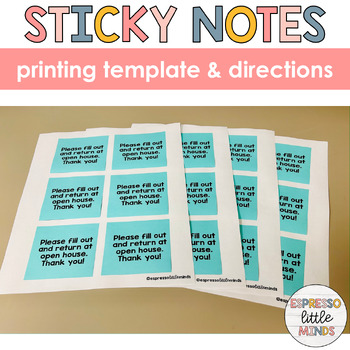 Template for Printing on Mini Post-It Notes (1.5 x 2) by Espresso Educator