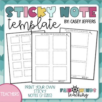 Preview of Sticky Notes Template (Printable) **FREEBIE**