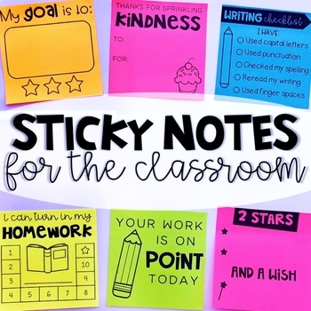 Sticky Notes the Classroom by My Teaching Pal | TPT