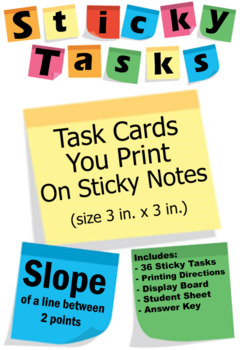 Preview of Sticky Tasks - Task Cards on Sticky Notes - Slope Between 2 Points