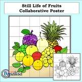 Still Life of Fruits Collaborative Coloring Poster. Bullet