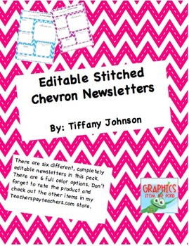 Preview of Classroom Newsletters in Stitched Chevron