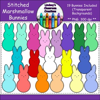 Preview of Stitched Easter Bunny Marshmallow Peeps Clipart {Commercial & Personal Use}