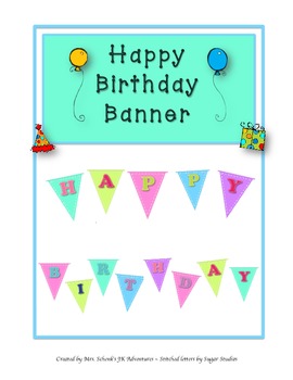 Stitches Happy Birthday Banner by Schenk Kindershop | TpT