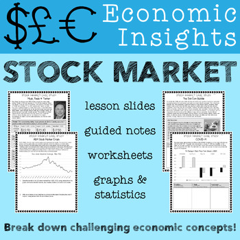 Preview of Stock Market Basics: Economics Lesson & Case Studies for High School