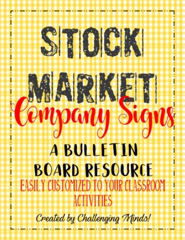 Preview of Stock Market Bulletin Board Company Signs - Digital PDF & Google Slides