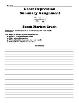 stock market crash assignment