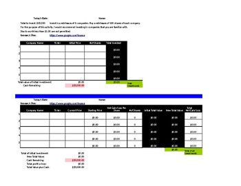 Preview of Stock Market Investment Spreadsheet