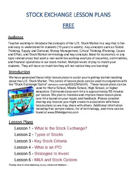 Preview of Stock Market Lesson Plans - FREE