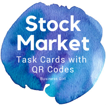 Preview of Stock Market Task Cards with QR Codes for Business Math