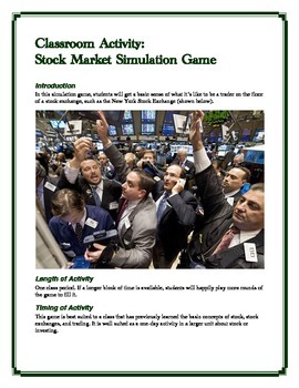 Stock Market Trading Simulation Game by Marcy Edwards | TpT