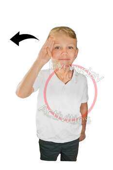 Preview of Stock Photo ASL "Hi" Child Making American Sign Language Word "HI"