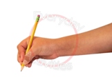 Stock Photo Child's Right Hand Holding Pencil Using Tripod