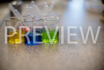 Preview of Stock Photo: Colored Beakers (Science lab) -Personal & Commercial Use